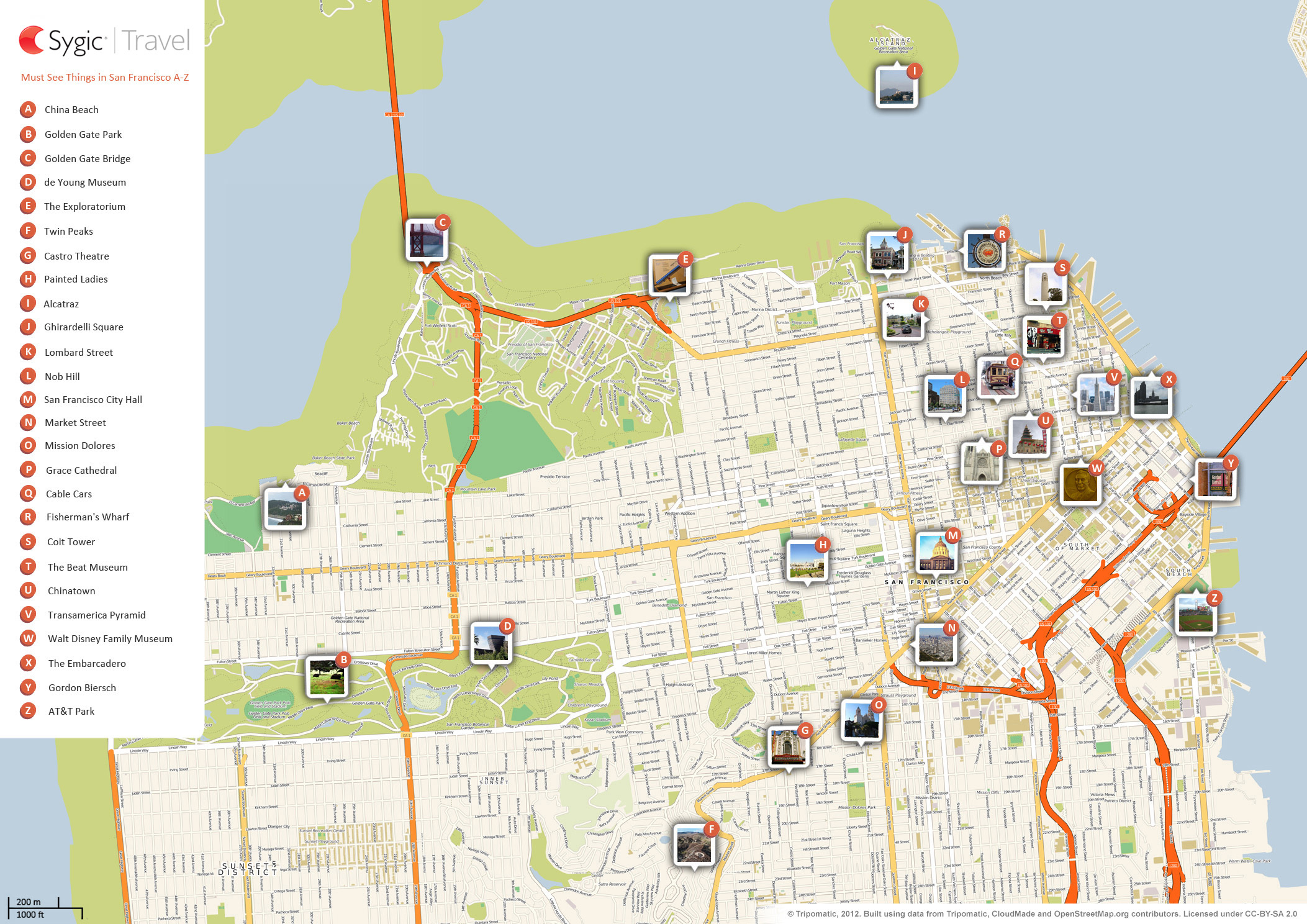 San Francisco Printable Tourist Map | Tripomatic regarding Printable Map of San Francisco
