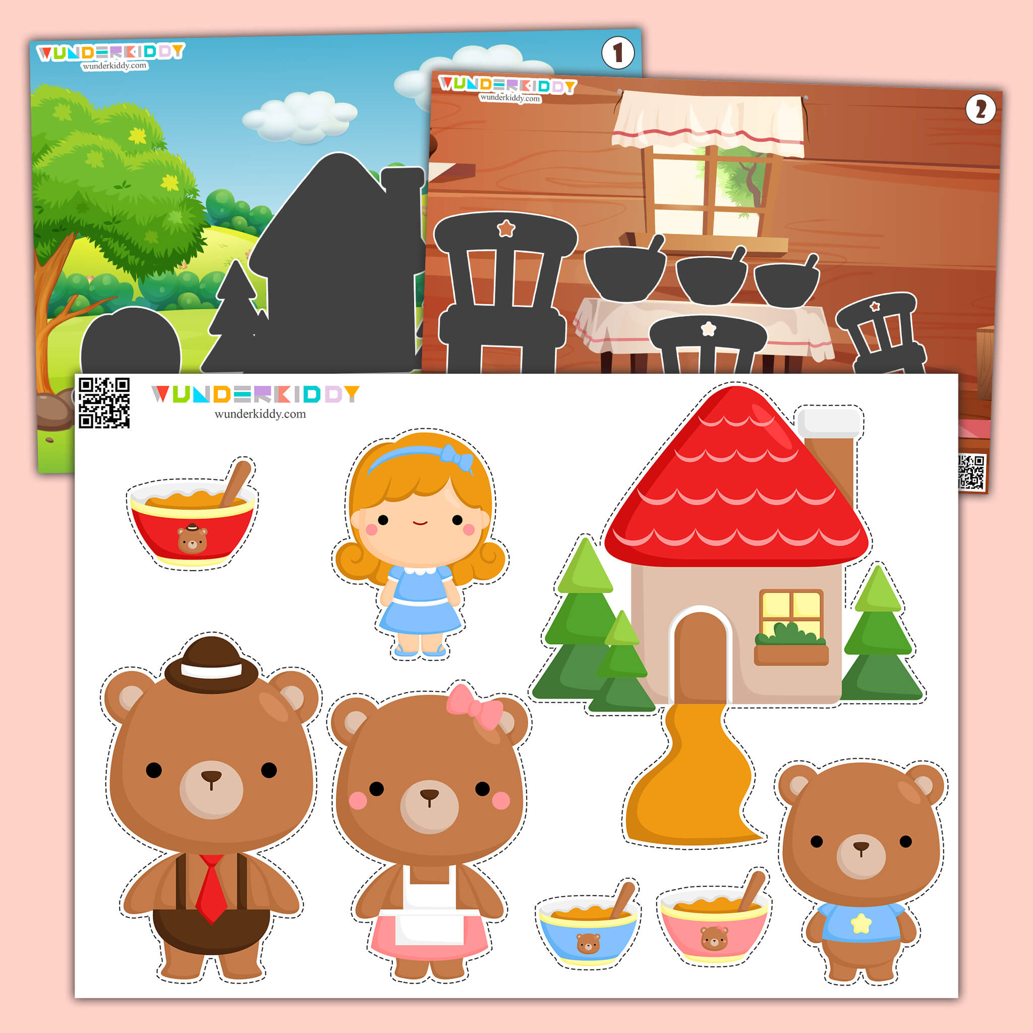 Schattenspiel Mit Bären Zum Ausdrucken Für Kinder pertaining to Goldilocks and the Three Bears Printable