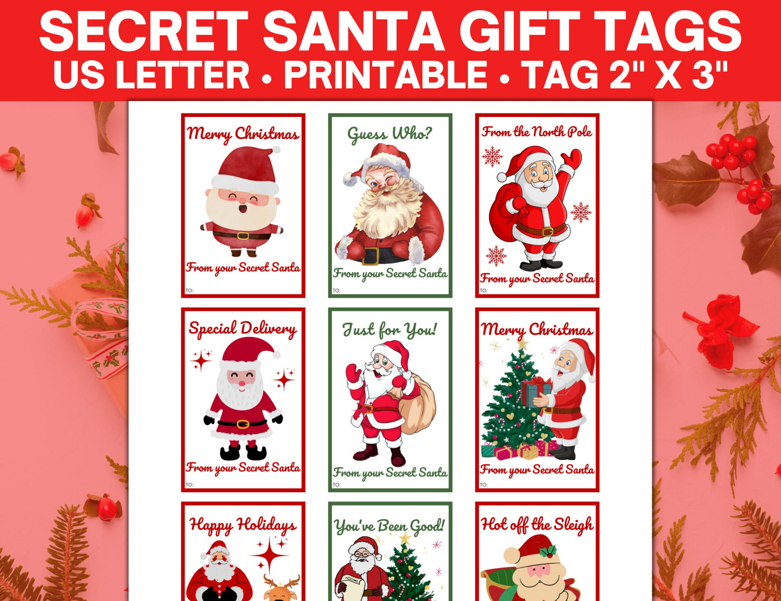 Secret Santa Gift Tags Printable, From Santa Gift Tags, Santa Gift inside Printable Secret Santa Gift Tags