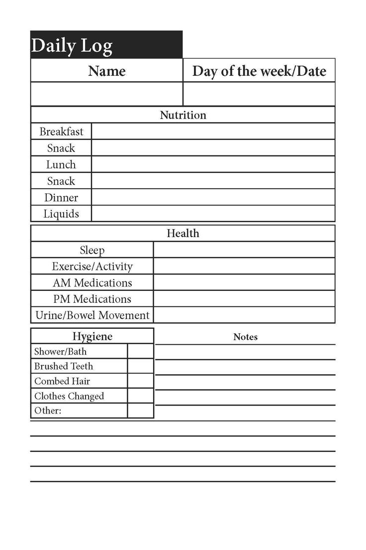 Senior Caregiver Daily Log / 32 Page Printable Log Book for Free Printable Caregiver Daily Log Sheet