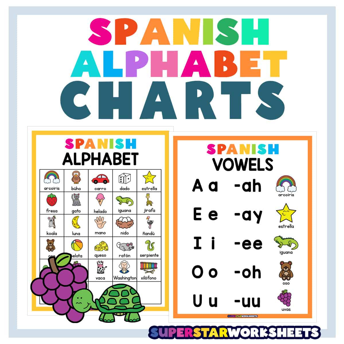 Spanish Alphabet Chart - Superstar Worksheets intended for Free Printable Spanish Alphabet