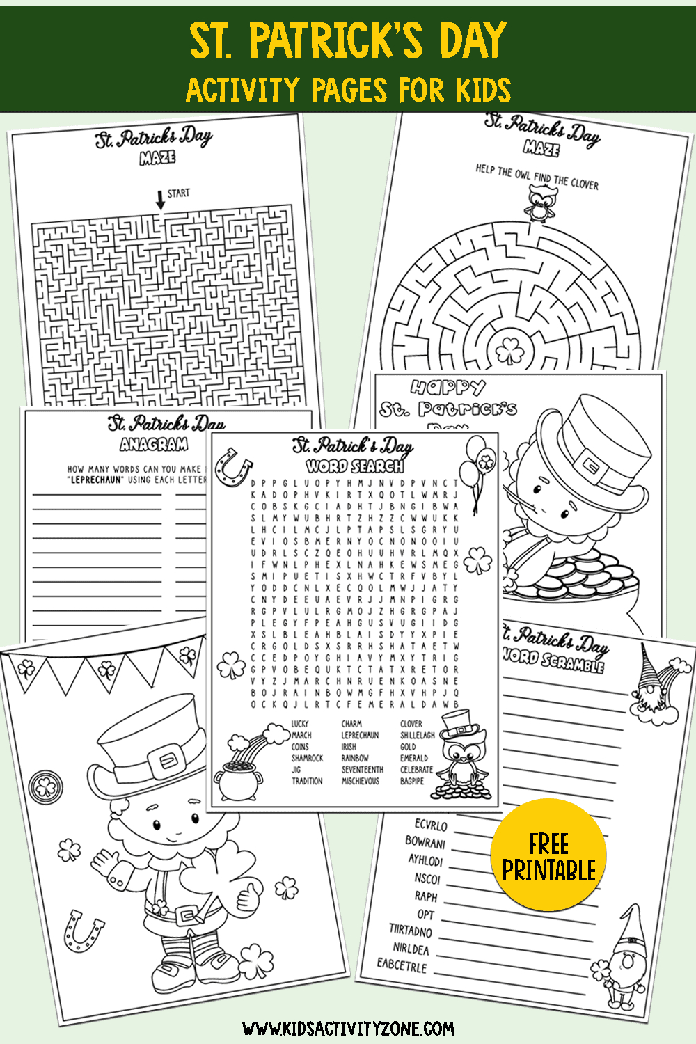 St. Patricks Day Activities Printable - Kids Activity Zone regarding Free Printable St Patrick'S Day Activity Sheets