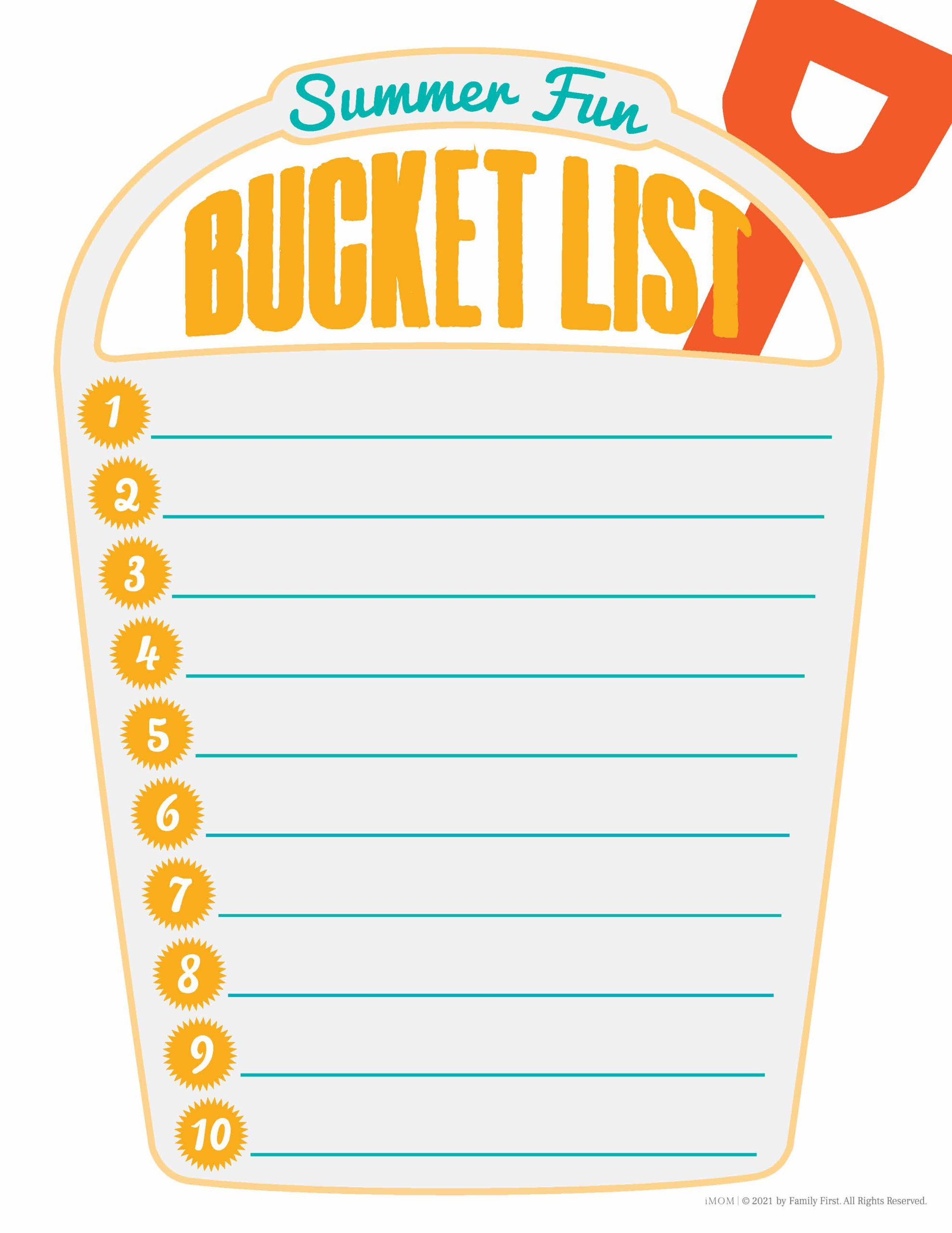 Summer Bucket List - Imom throughout Summer Bucket List Printable Free