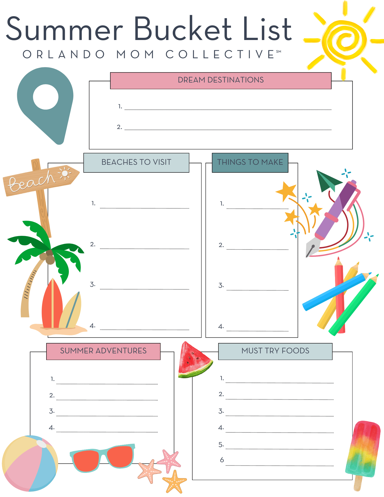 Summer Bucket List + Printables pertaining to Summer Bucket List Printable Free
