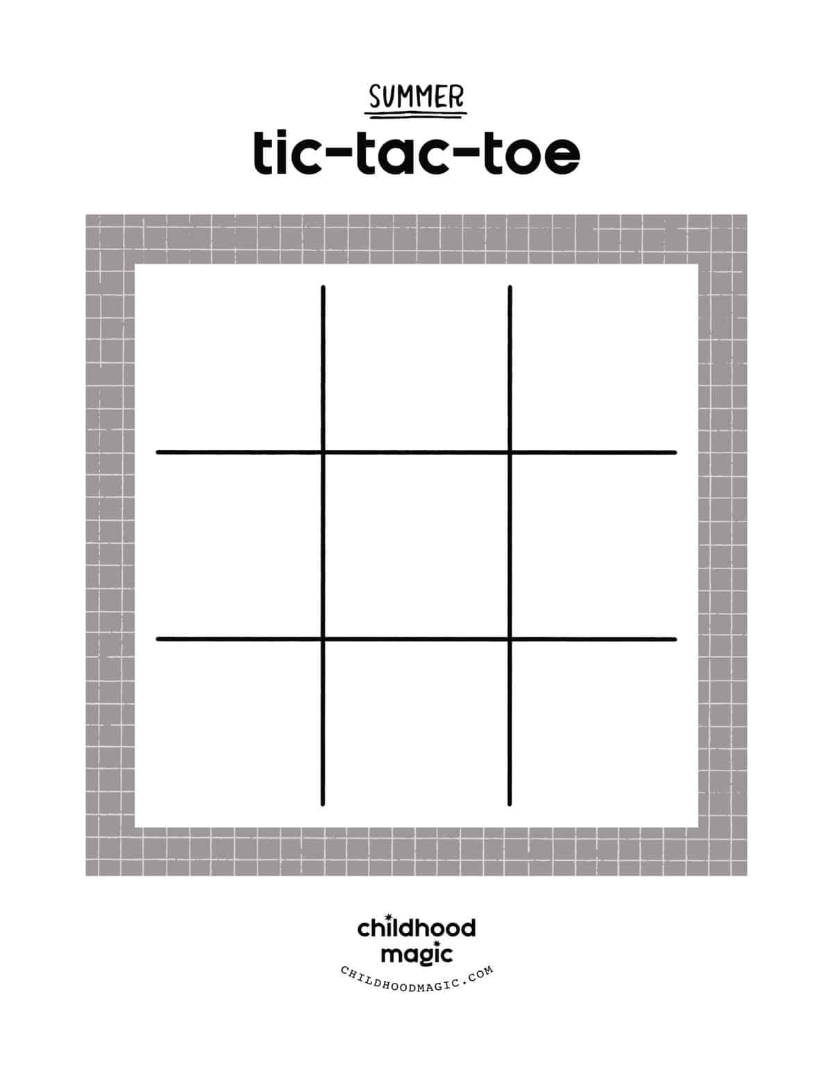 Summer Tic-Tac-Toe - Childhood Magic within Free Printable Tic Tac Toe