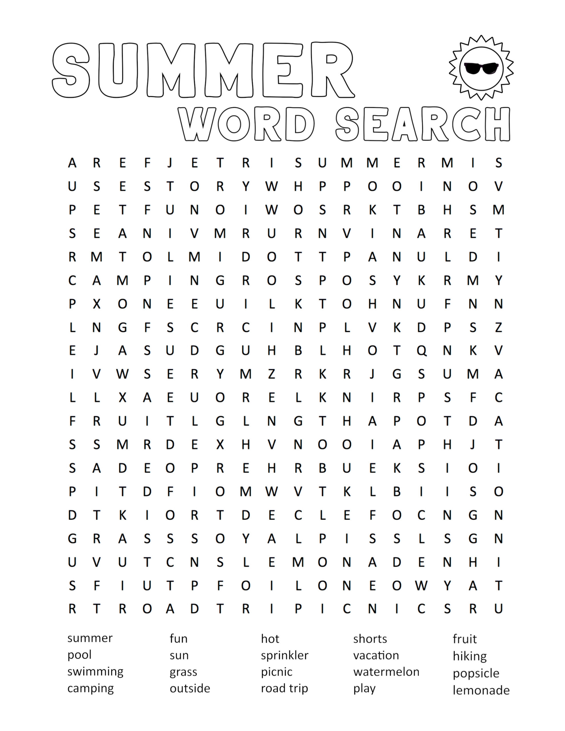 Summer Word Search Printable - Paper Trail Design with regard to Summer Word Search Free Printable