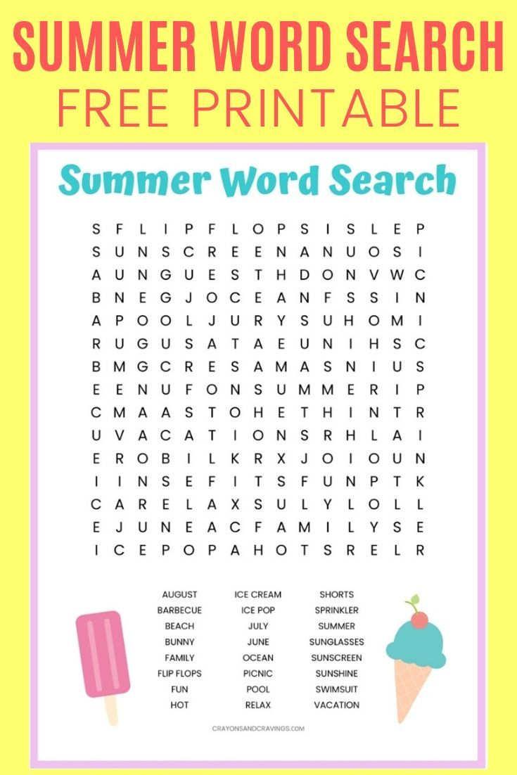 Summer Word Search Printable regarding Summer Word Search Free Printable