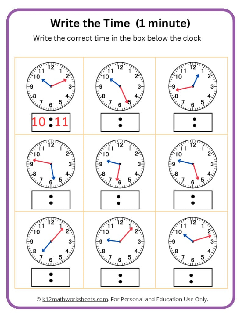 Telling Time Worksheets with Printable Clocks For Teaching Time