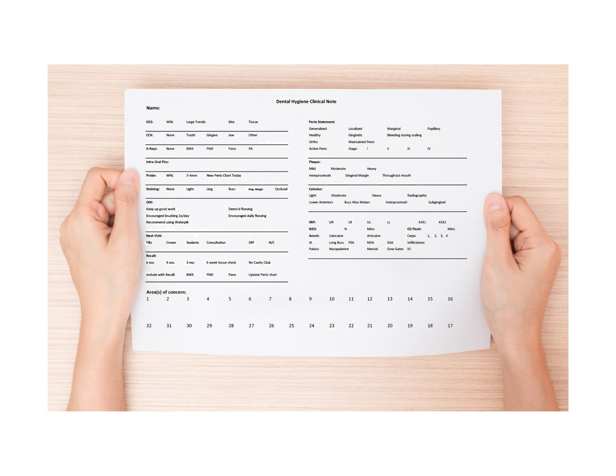 Template For Dental Hygiene Clinical Notes - Etsy for Printable Dental Clinical Notes Template