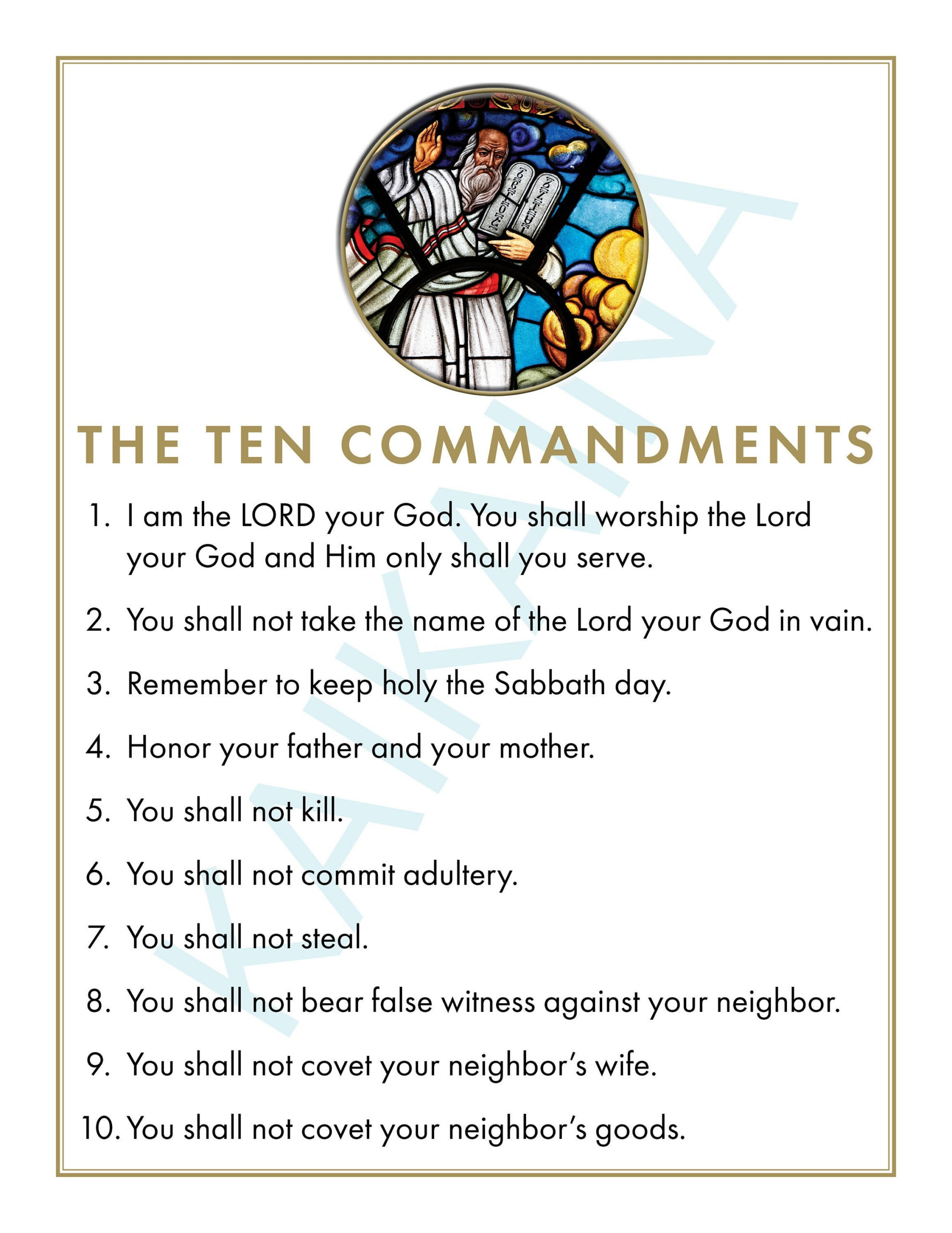 Ten Commandments Catholic Poster For Children (Digital Download regarding Catholic Ten Commandments Printable