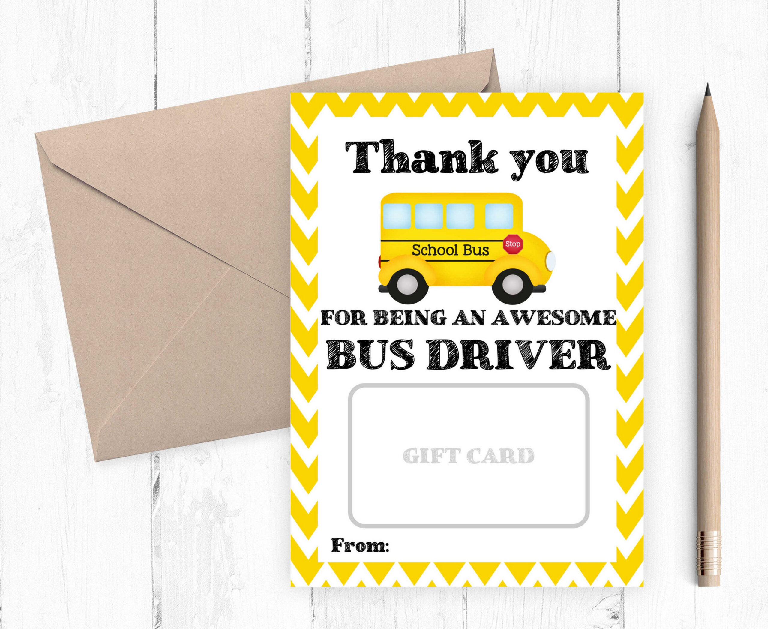 Thank You Bus Driver Gift Card Printable, Teacher Gift Card Holder with regard to Bus Driver Thank You Card Printable