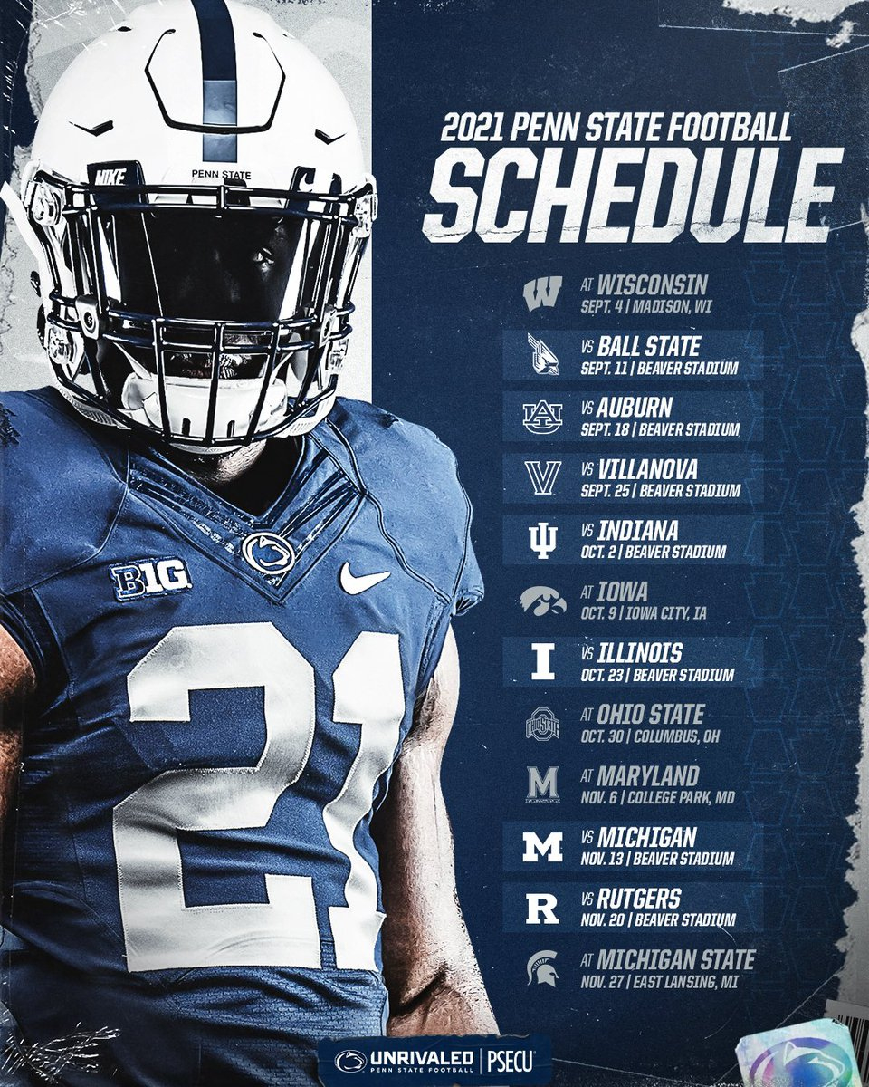 The 2021 Penn State Football Schedule: #Weare throughout Penn State Printable Football Schedule