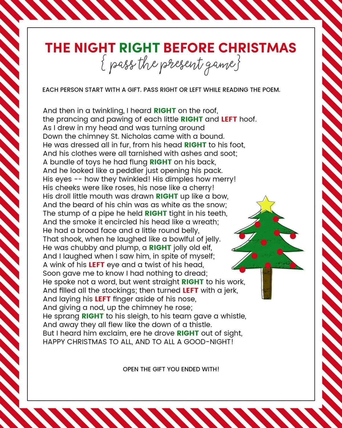 The Left Right Christmas Game {With Story + Print}| Lil' Luna regarding Twas the Night Before Christmas Left Right Game Free Printable