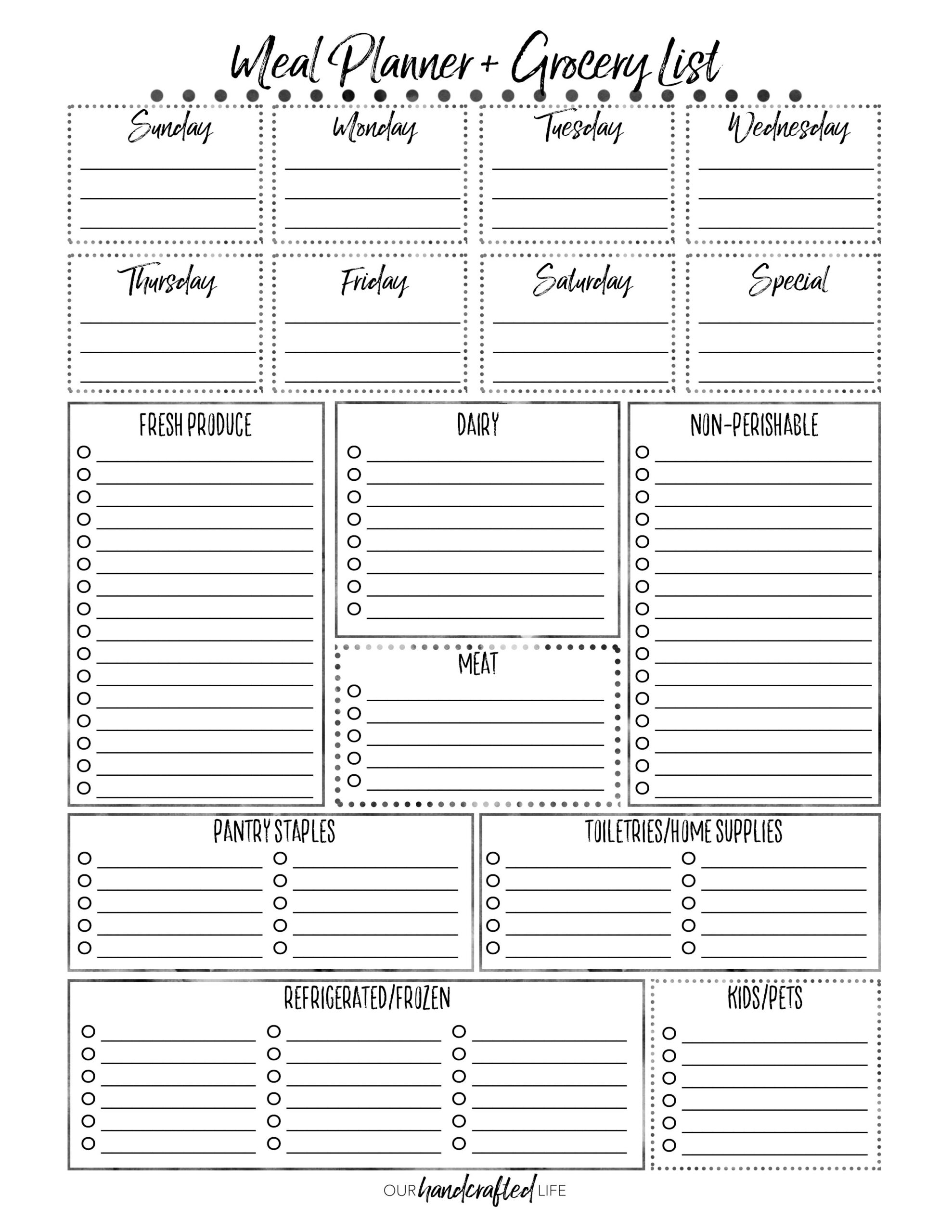 The Most Practical Meal Planner Ever - Our Handcrafted Life within Printable Grocery List With Meal Planner