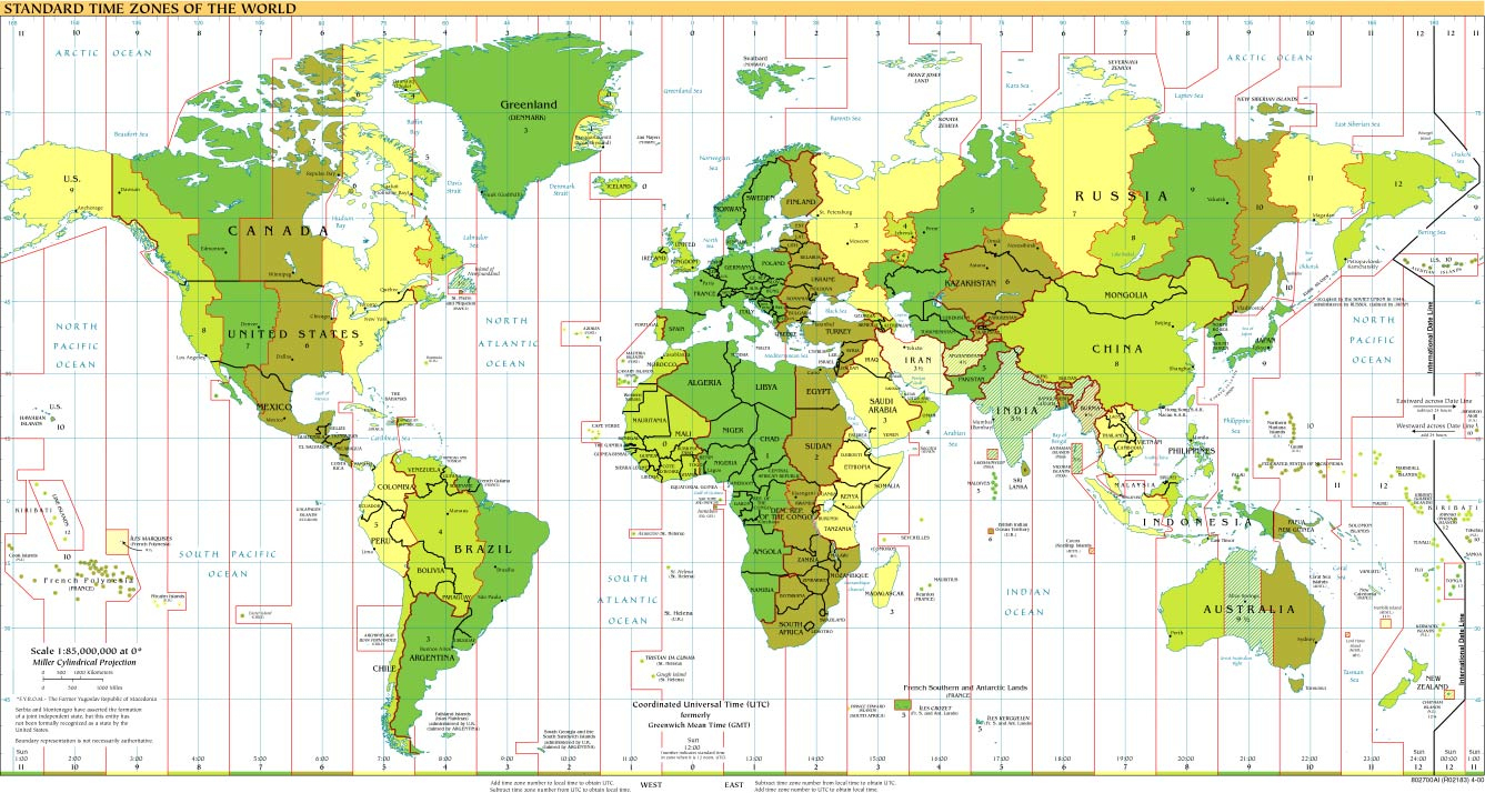Time Zones Of The World Map (Large Version) within Time Zone World Map Printable