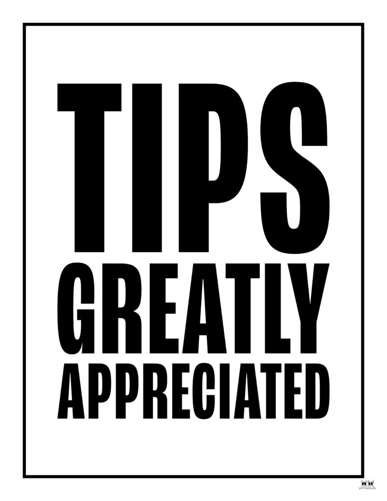 Tip Jar Signs - 12 Free Printables | Printabulls intended for Free Printable Tip Jar Signs