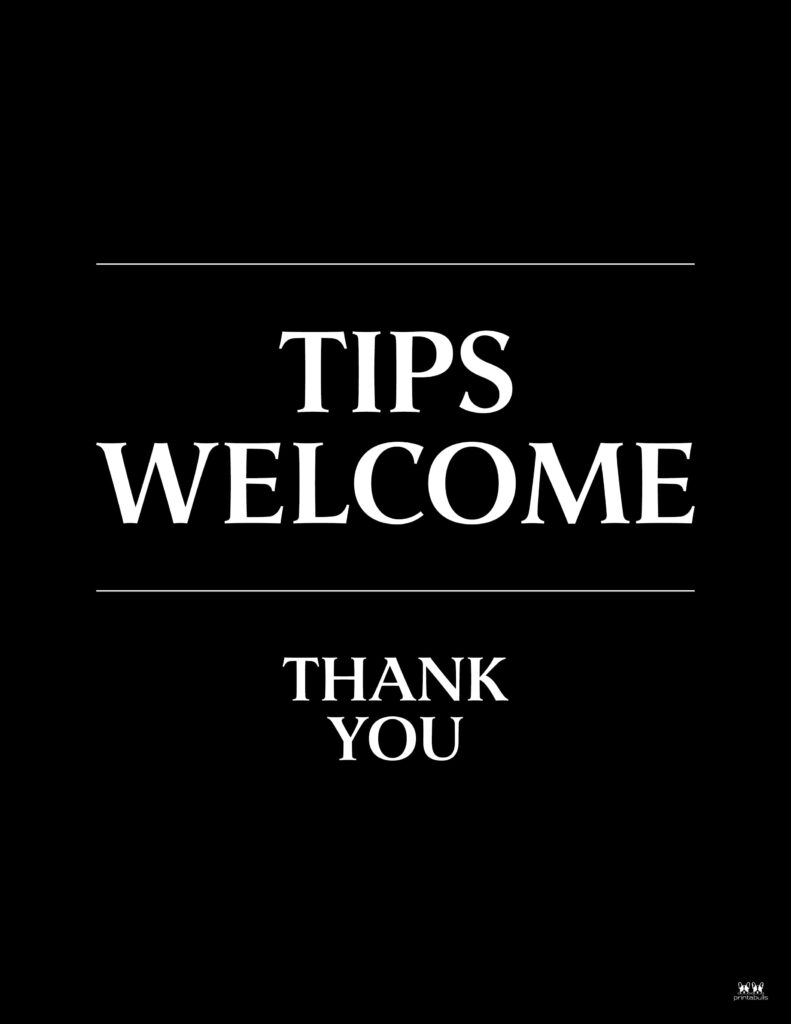 Tip Jar Signs - 12 Free Printables | Printabulls with Free Printable Tip Jar Signs