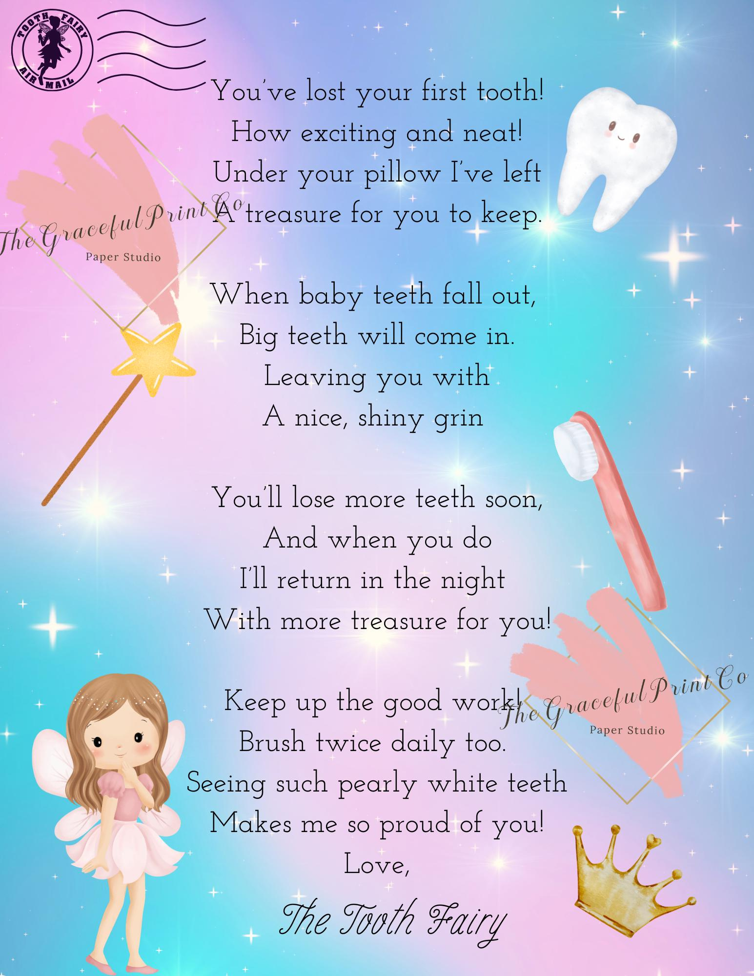 Tooth Fairy Letter; First Tooth, Fairy Letter Printable Download regarding Tooth Fairy Notes Printable Free