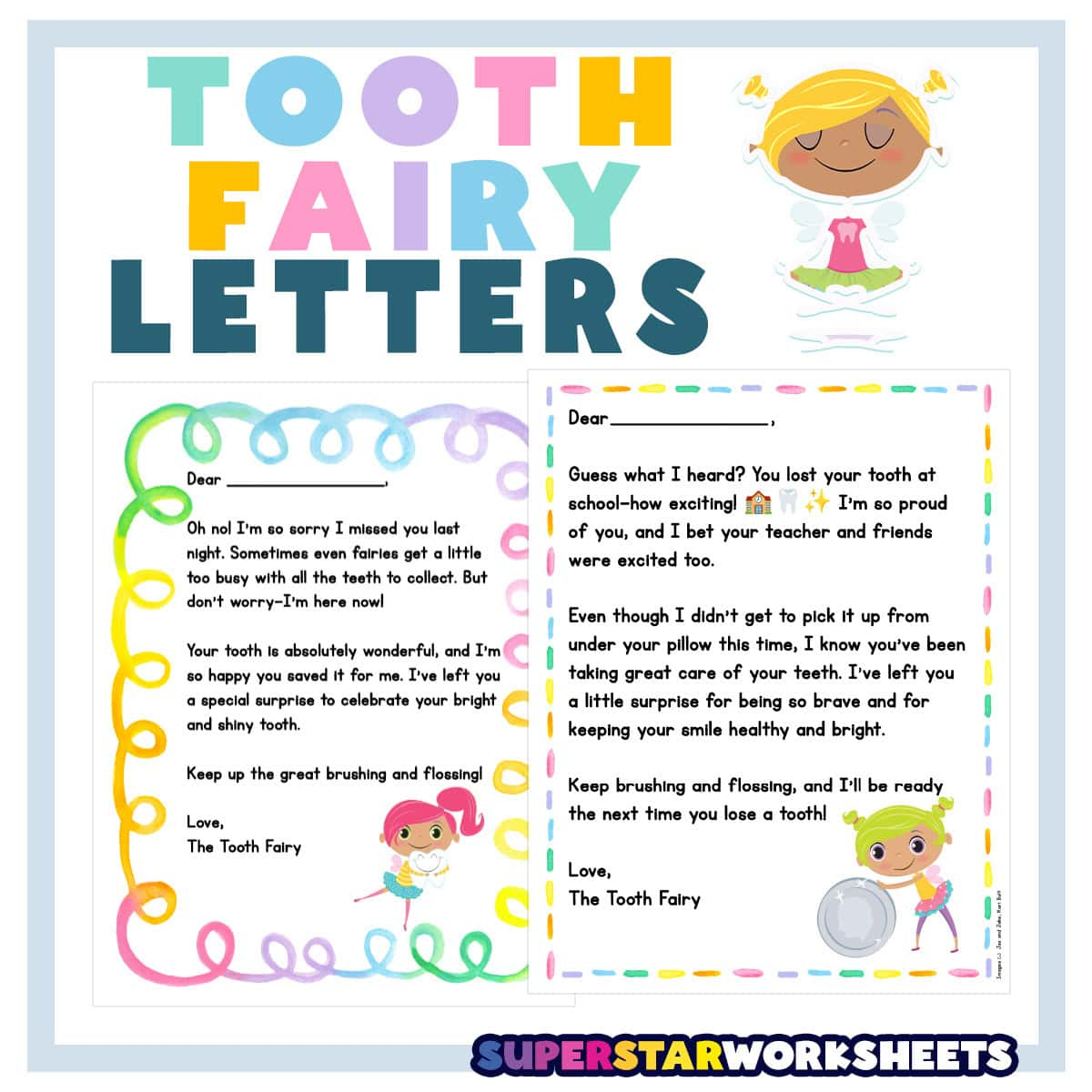 Tooth Fairy Letter (Free Printables) - Superstar Worksheets in Tooth Fairy Note Printable Free Download