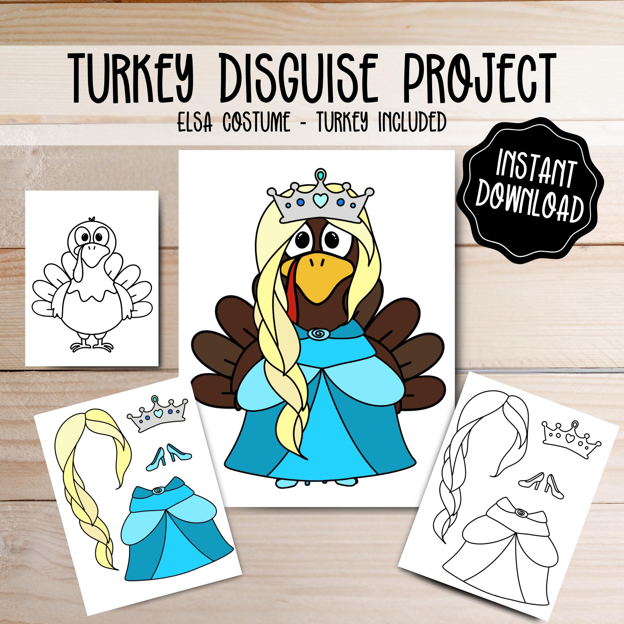 Turkey Disguise Printable - Elsa Costume - Thanksgiving School in Turkey in Disguise Printable Outfits