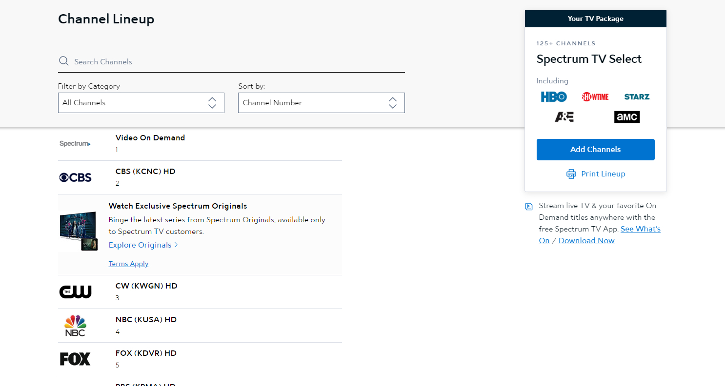 Tv Channel Lineup | Spectrum Support pertaining to Spectrum Tv Select Channel List Printable