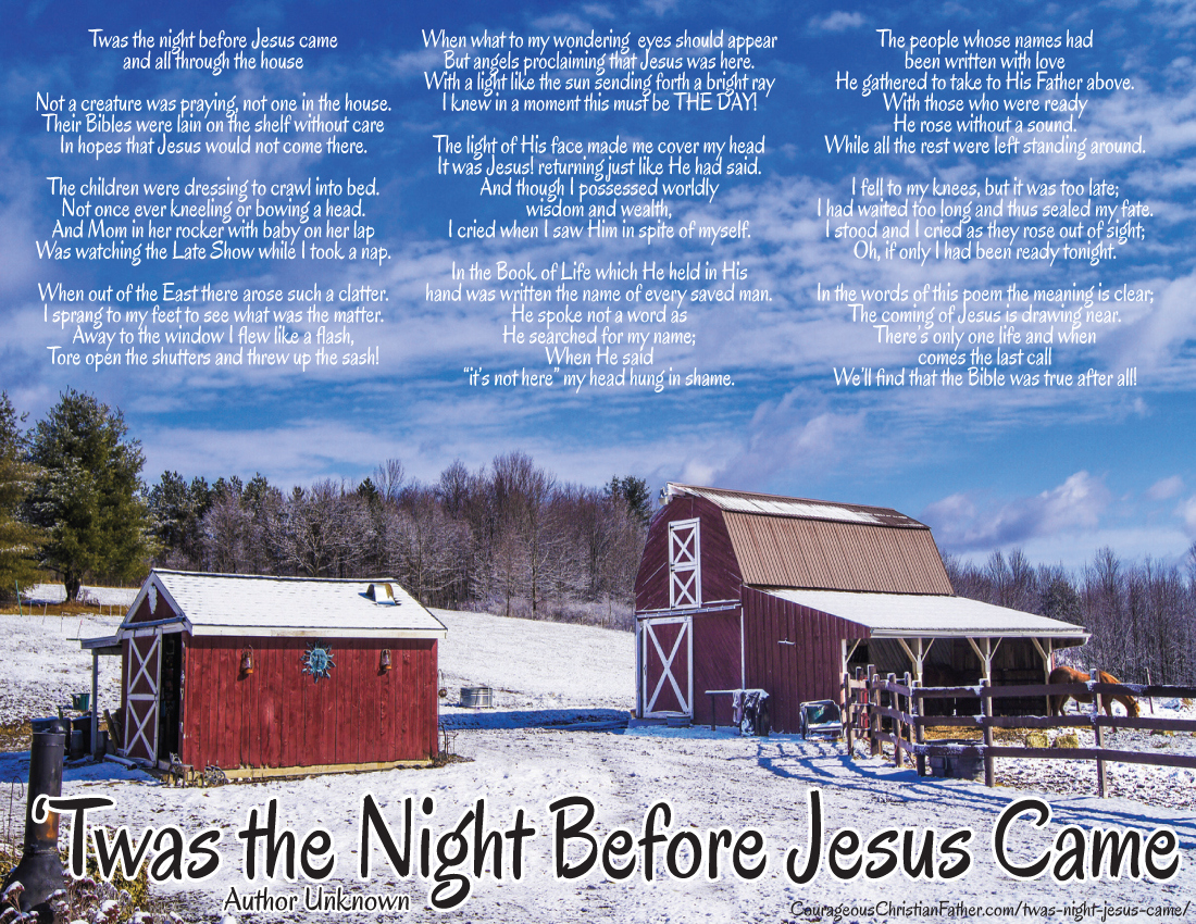 Twas The Night Jesus Came with Twas the Night Before Jesus Came Poem Printable
