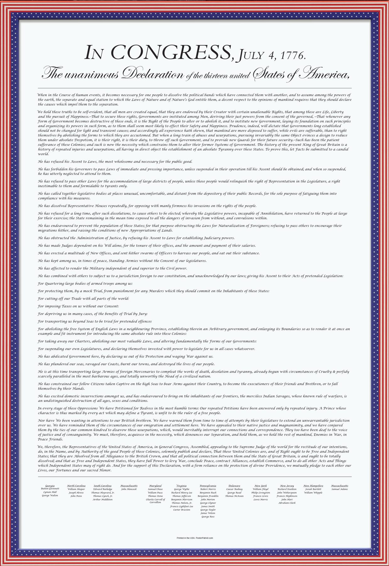 U.s. Declaration Of Independence Poster – Contemporary Black &amp;amp; White regarding Printable Readable Declaration of Independence