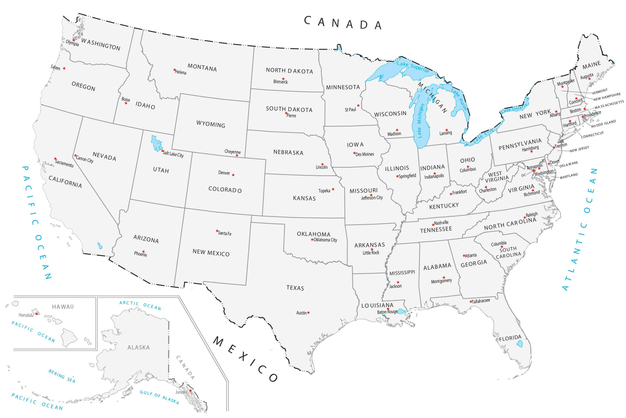 United States Map With Capitals - Gis Geography throughout Map Of United States With Capitals Printable