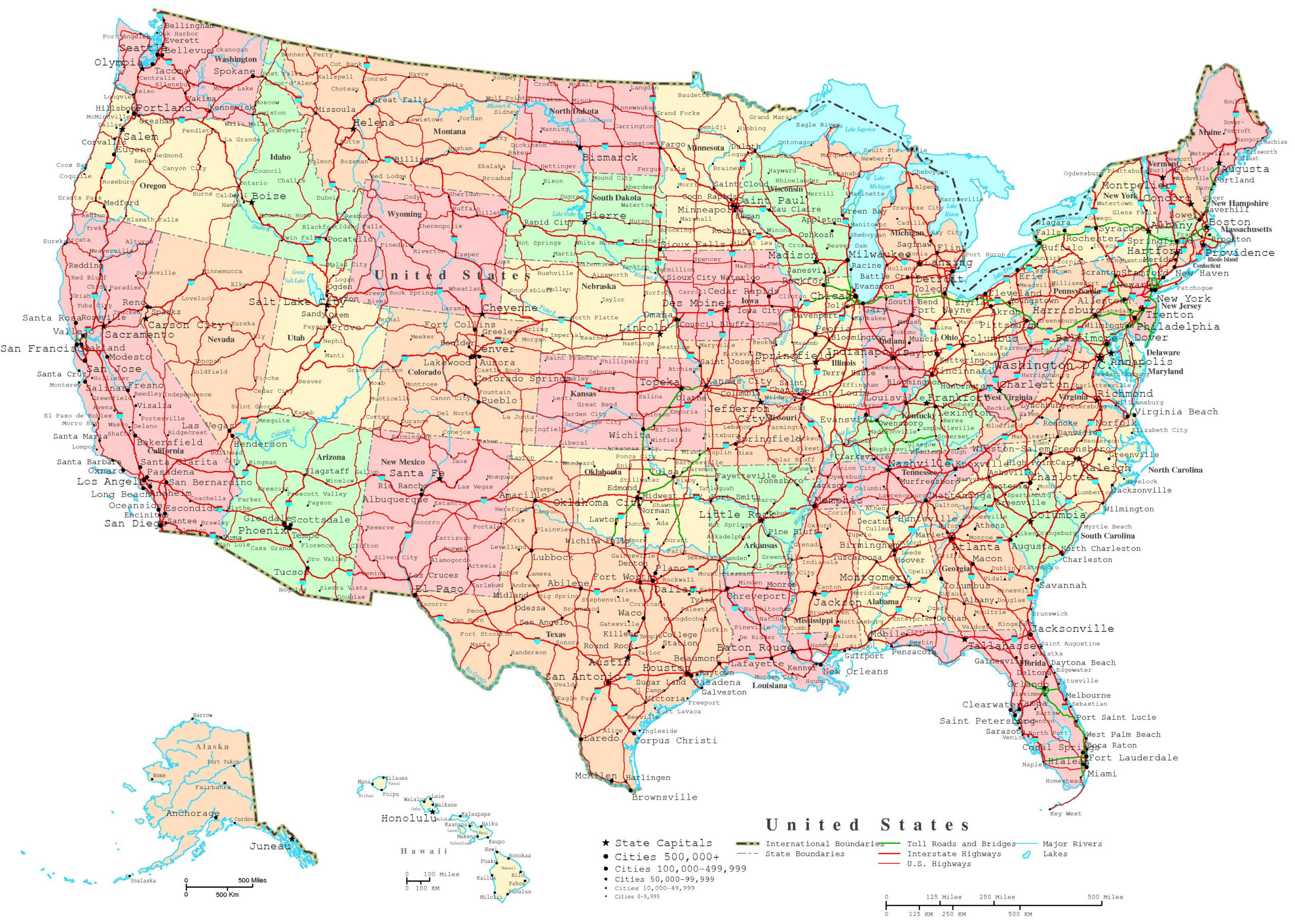 United States Printable Map for Large Printable Map Of United States