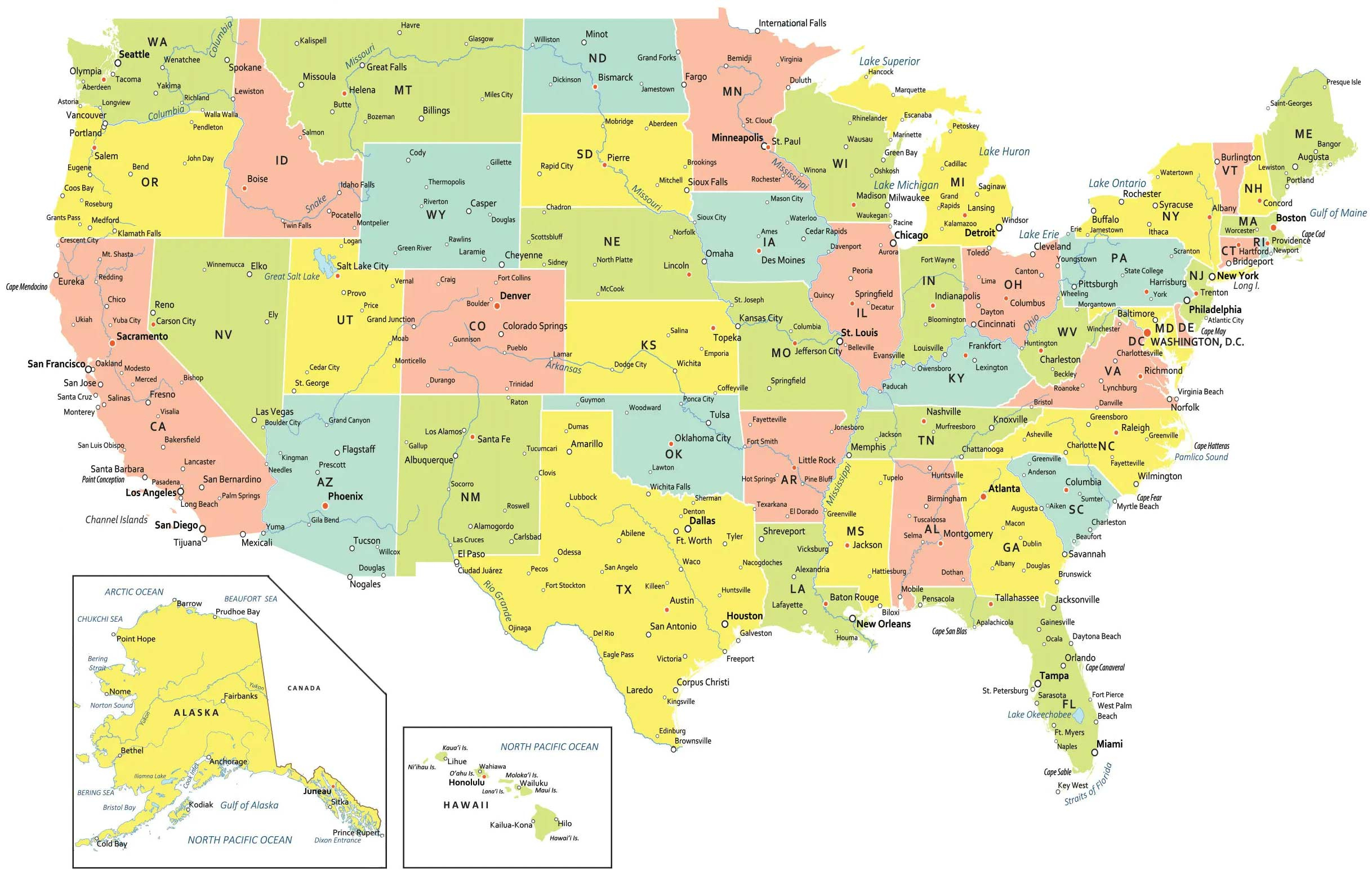 Usa Map With States And Cities - Gis Geography pertaining to Printable Us Map With Major Cities
