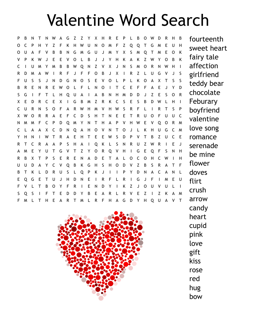 Valentine Word Search - Wordmint in Free Printable Valentine's Day Word Search