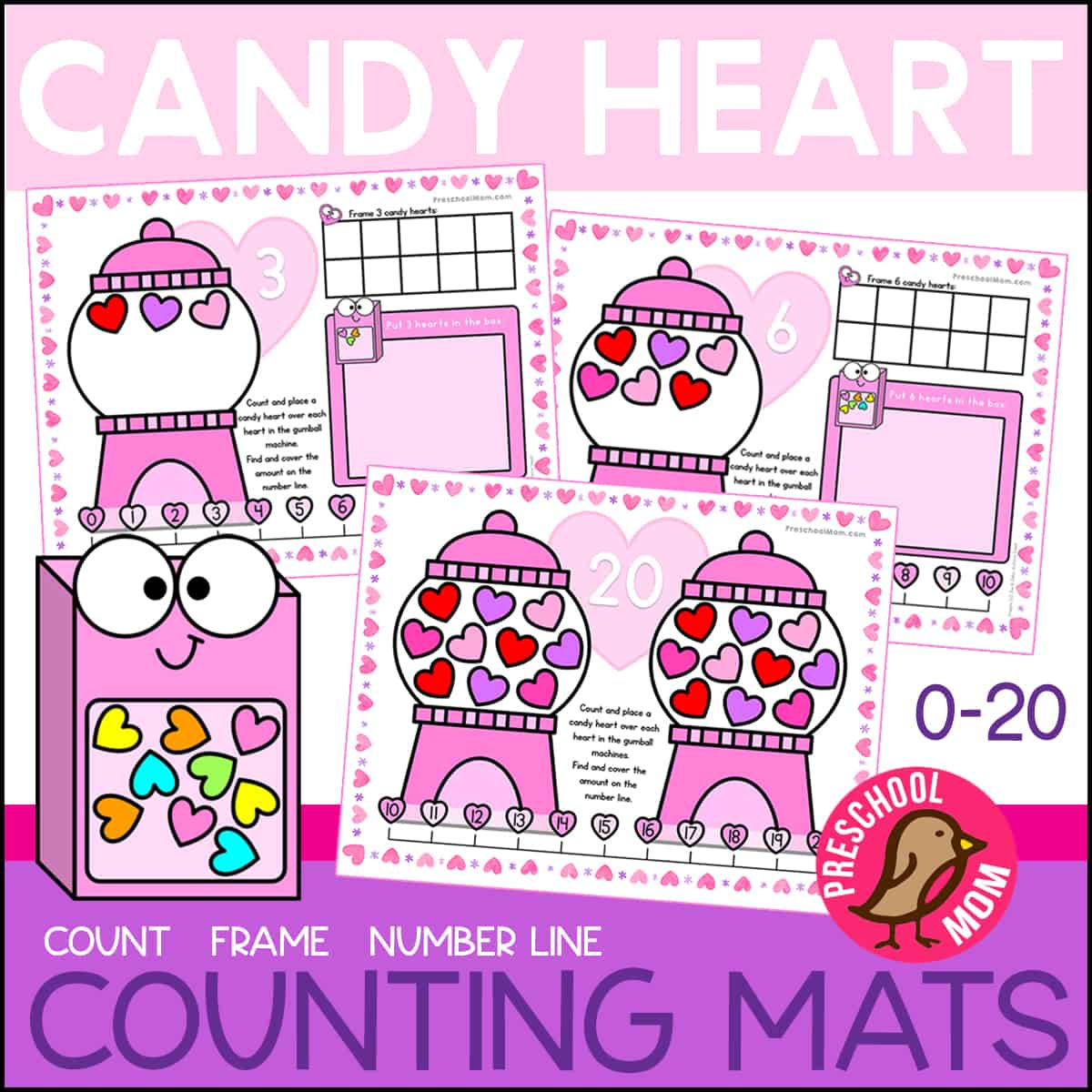 Valentine'S Day Candy Counting Mats - Preschool Mom for Printable Valentine'S Activities For Preschool