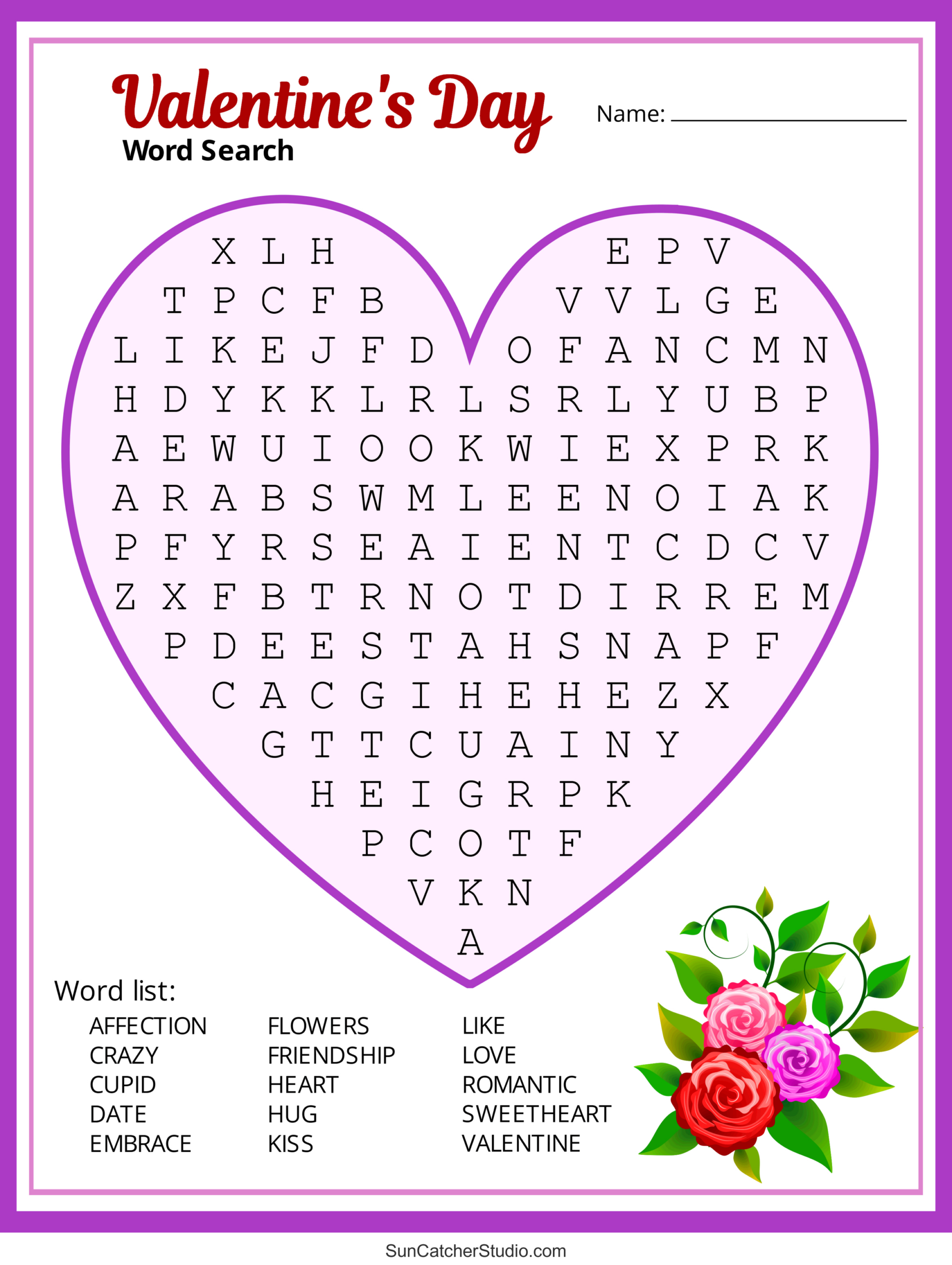 Valentine'S Day Word Search (Free Printable Pdf Puzzles) – Free inside Free Printable Valentine'S Day Word Search