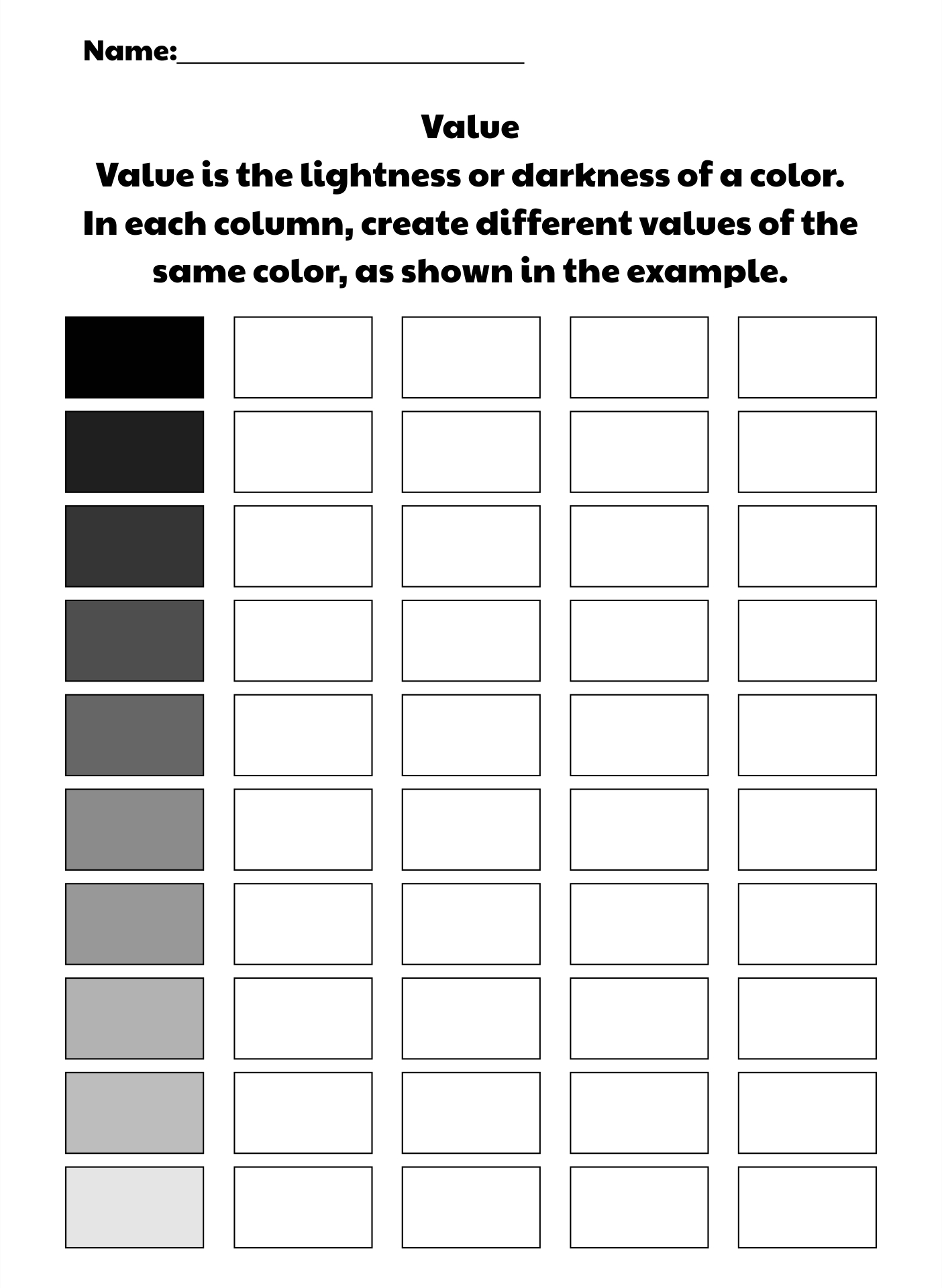 Value Scale Worksheet - 10 Free Pdf Printables | Printablee in Printable 10 Value Scale For Artists