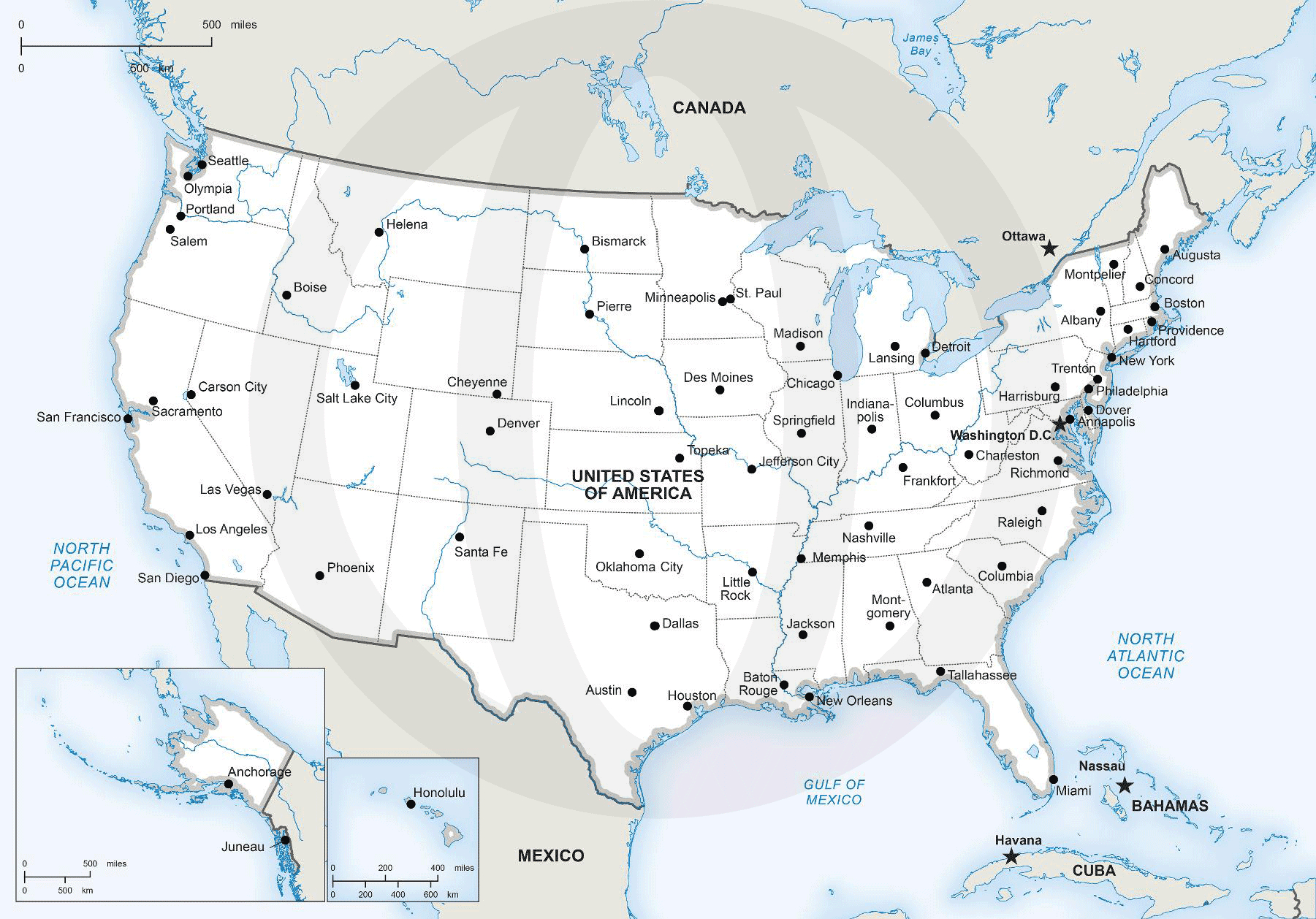 Vector Map Of United States Of America | One Stop Map intended for Printable Us Map With Major Cities