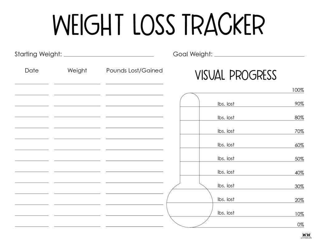 Weight Loss Trackers - 29 Free Printables | Printabulls throughout Cute Weight Loss Tracker Printable Free