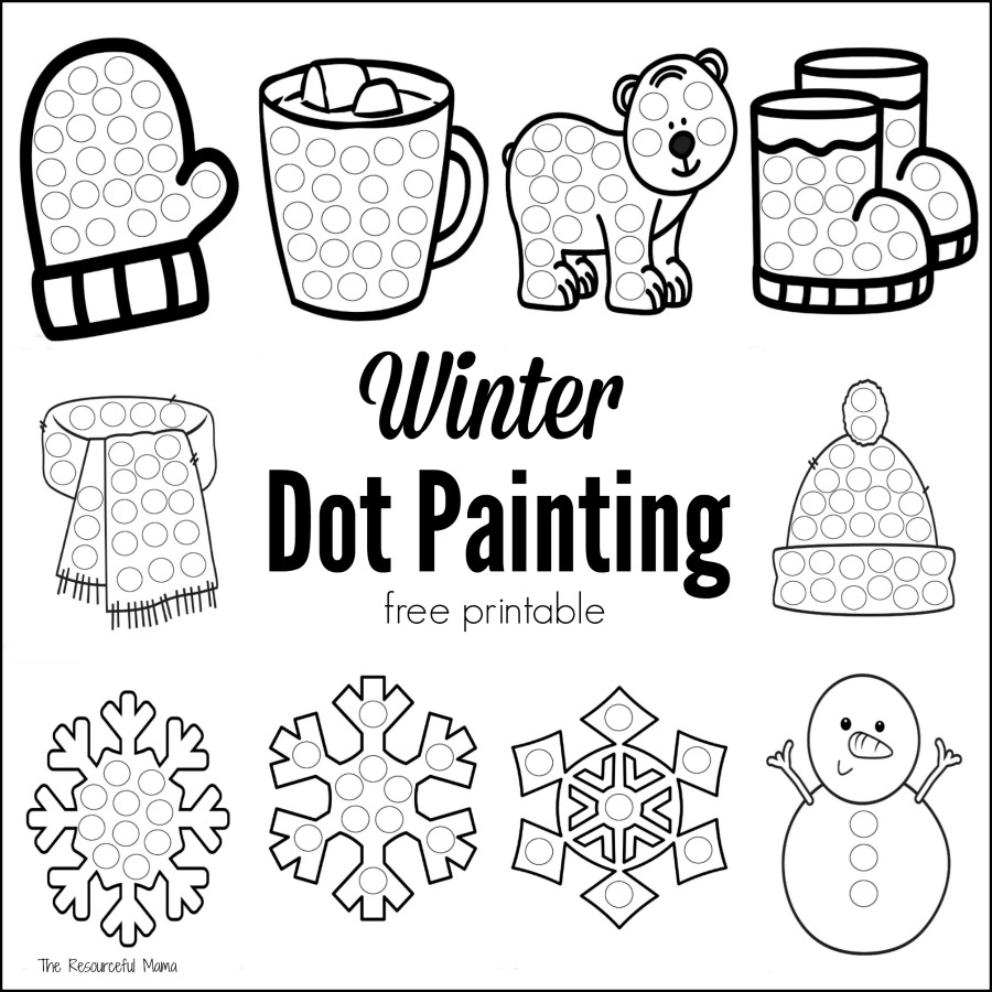 Winter Dot Painting {Free Printable} - The Resourceful Mama with Winter Dot To Dot Free Printables